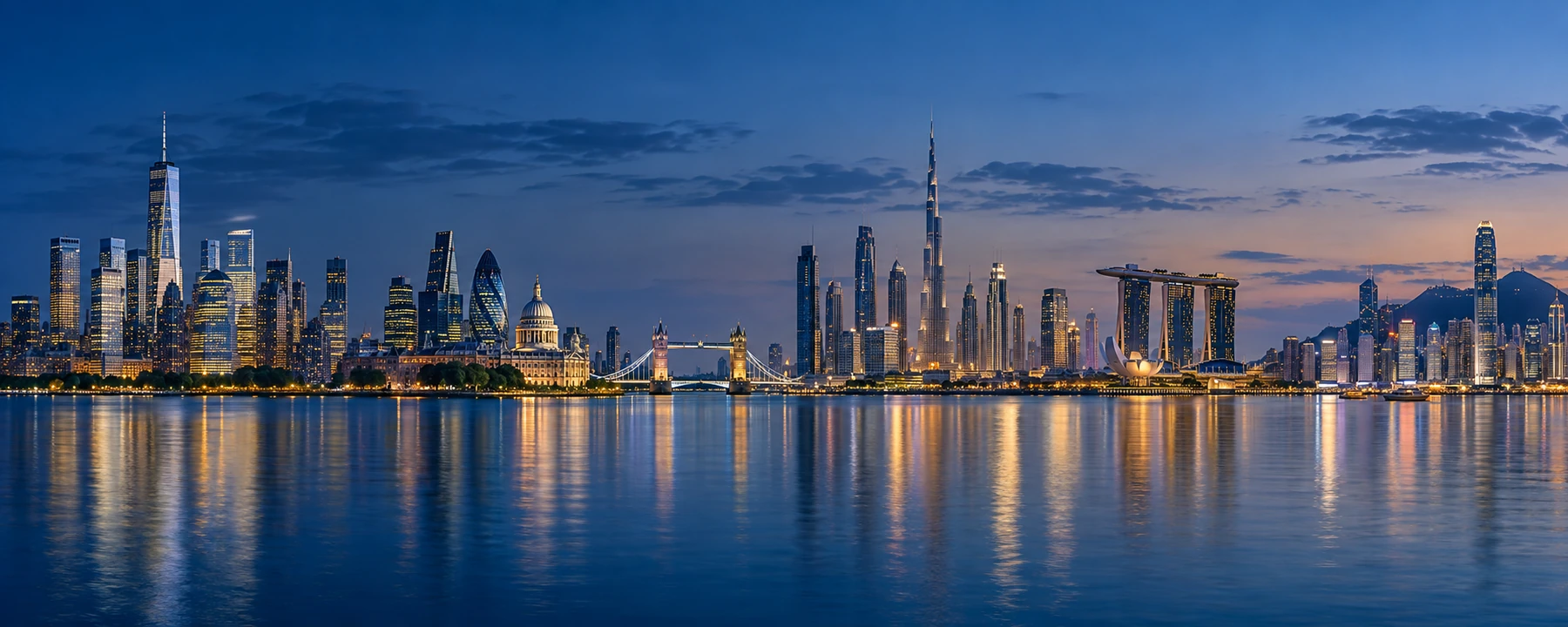International architectural panorama representing the global reach of the platform