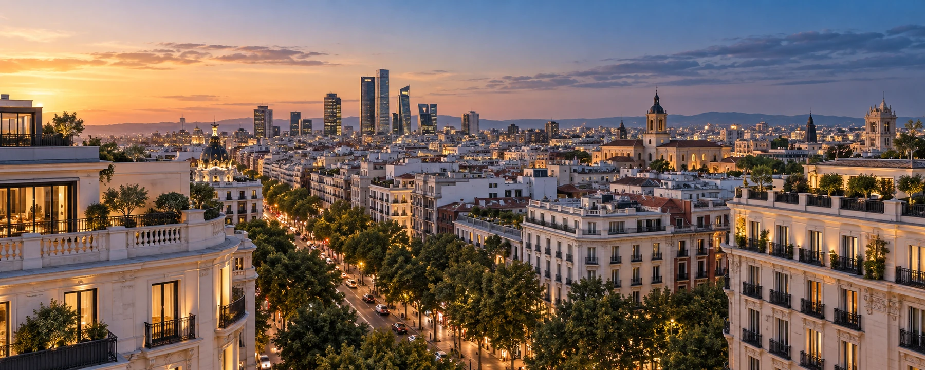 Panoramic view of Madrid for access to selected opportunities in Spain
