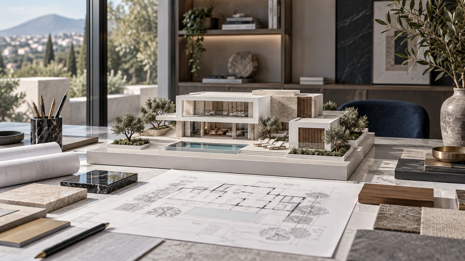 Model and plans for a contemporary residential architecture project