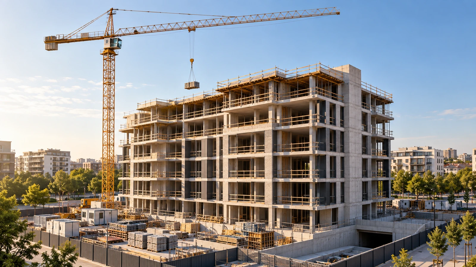 New-build residential building during construction
